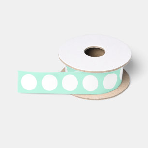 En Satin ruban satiné à pois blanc vert menthe