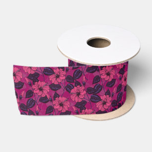 En Satin Ruban satiné de nuit Hibiscus
