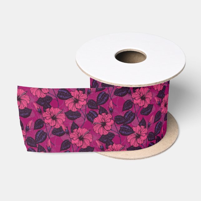 En Satin Ruban satiné de nuit Hibiscus (Bobine)