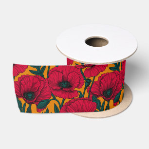 En Satin Ruban satiné du jardin de pavot rouge