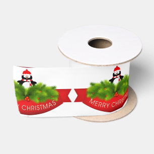 En Satin Ruban satiné/Merry Christmas Penguin