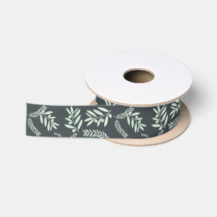 En Satin Ruban satiné Motif de la branche d'olivier naturel
