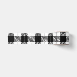En Satin Ruban Tartan à carreaux Herringbone Blanc et Noir