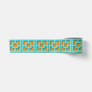 En Satin Ruban Turquoise rétro et Trellis orange