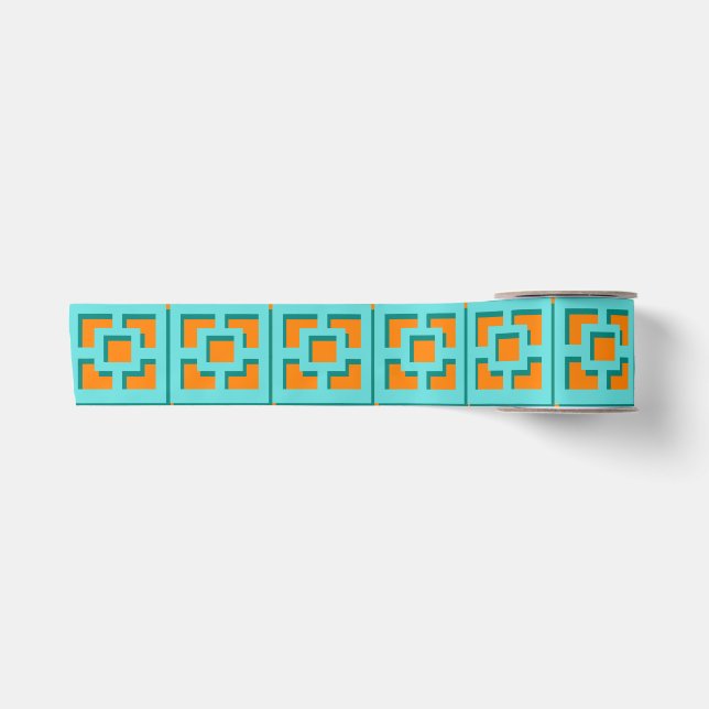 En Satin Ruban Turquoise rétro et Trellis orange (Devant)