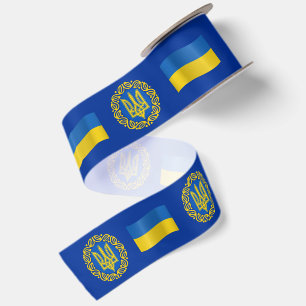 En Satin Ruban Ukraine, Tryzub, Drapeau Ukrainien