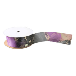 En Satin Ruban unique Abstrait Black Gold Purple