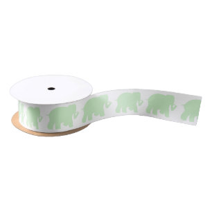 En Satin Ruban vert clair d'éléphants