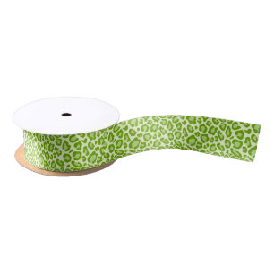 En Satin Ruban vert d'empreinte de léopard d'amusement