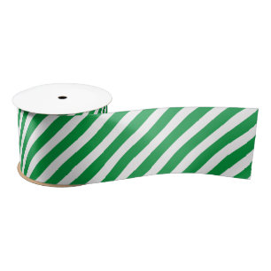 En Satin Ruban vert et blanc de rayure de sucre de canne