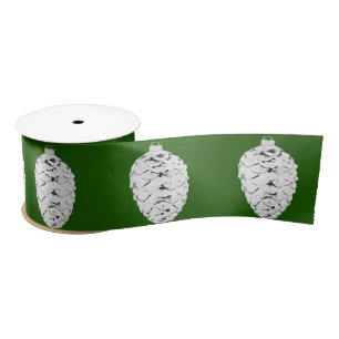En Satin Ruban vert Pinecone argenté