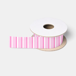 En Satin Ruban vertical rayé rose bonbon