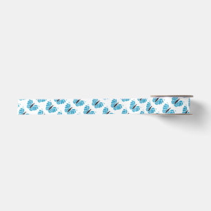 En Satin Ruban volant abstrait papillon bleu et noir