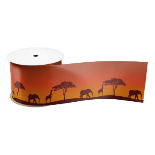En Satin Silhouette africaine de safari - ruban