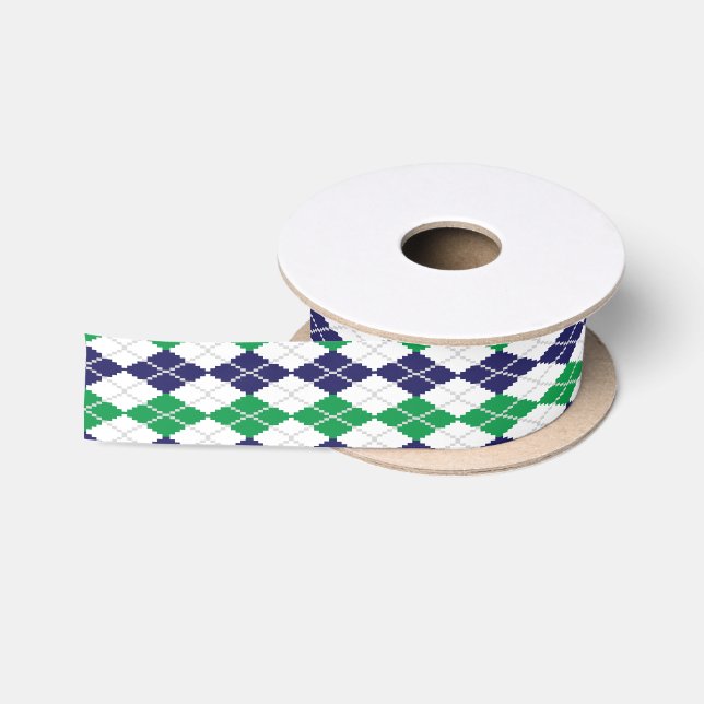 En Satin Sur le ruban du Jacquard vert (Bobine)