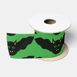 En Satin Vampire Chat Face Bat Halloween Ruban