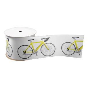 En Satin Vélo jaune sur ruban satiné blanc
