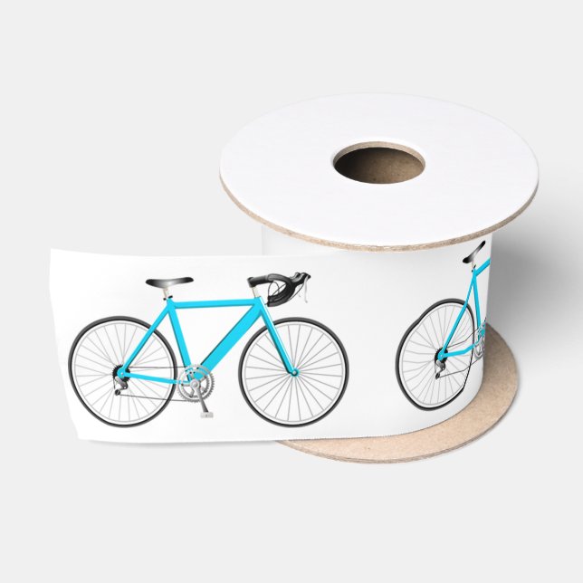 En Satin Vélo Turquoise sur ruban satiné blanc (Bobine)