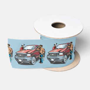 En Satin Western Craft Floral Cadeau Ruban Cowboys Camion