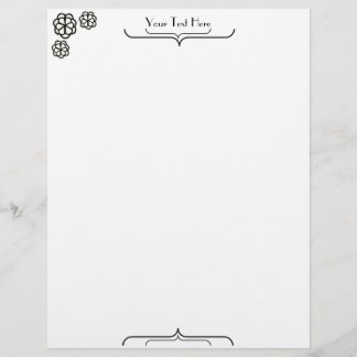 En-tête De Lettre Accolade Art déco et trois fleurs 