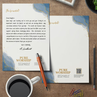 En-tête De Lettre Adoration pure JW 2025 Écriture personnalisée par 