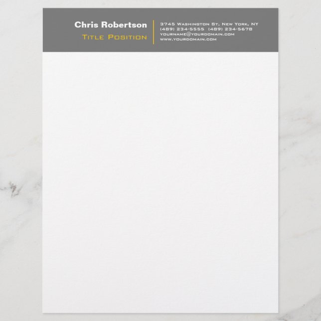 En-tête De Lettre Agréable Gris Jaune Blanc Charme (Devant)