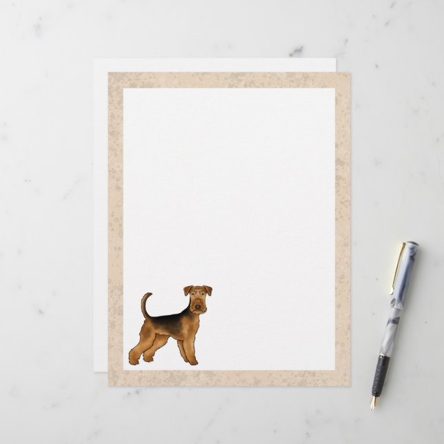 En-tête De Lettre Airedale Terrier mignon Caricature Chien Bingley T (Devant/Arrière en situation)