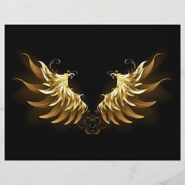 En-tête De Lettre Ange d'or sur arrière - plan noir (Devant)