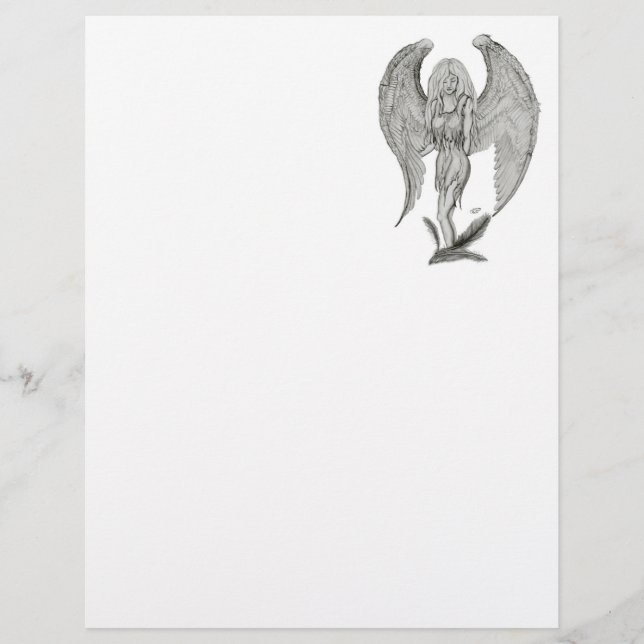 En-tête De Lettre Angel, Crayon, design noir et blanc (Devant)