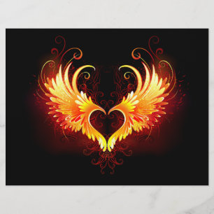 En-tête De Lettre Angel Fire Heart with Wings