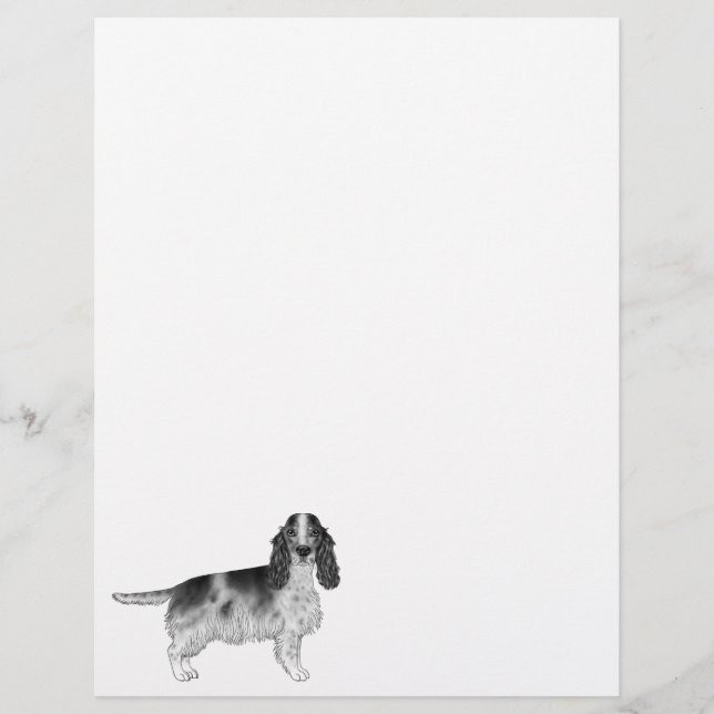 En-tête De Lettre Anglais Cocker Spaniel Design En Noir Et Blanc (Devant)