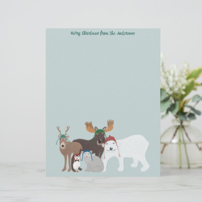 En-tête De Lettre Animaux arctiques en hiver Noël Casquette (Debout devant)