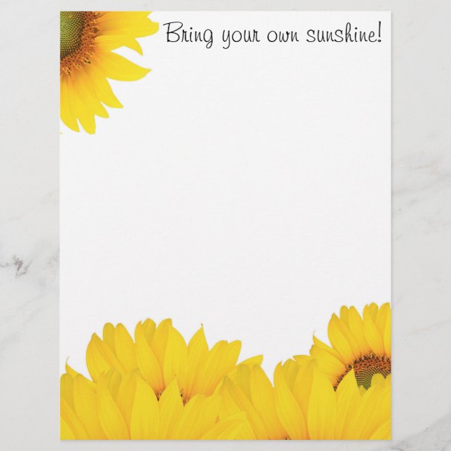 En-tête De Lettre Apportez vos propres tournesols (Devant)