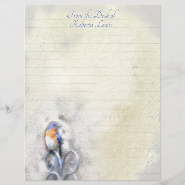 En-tête De Lettre Aquarelle Bleu (Devant)