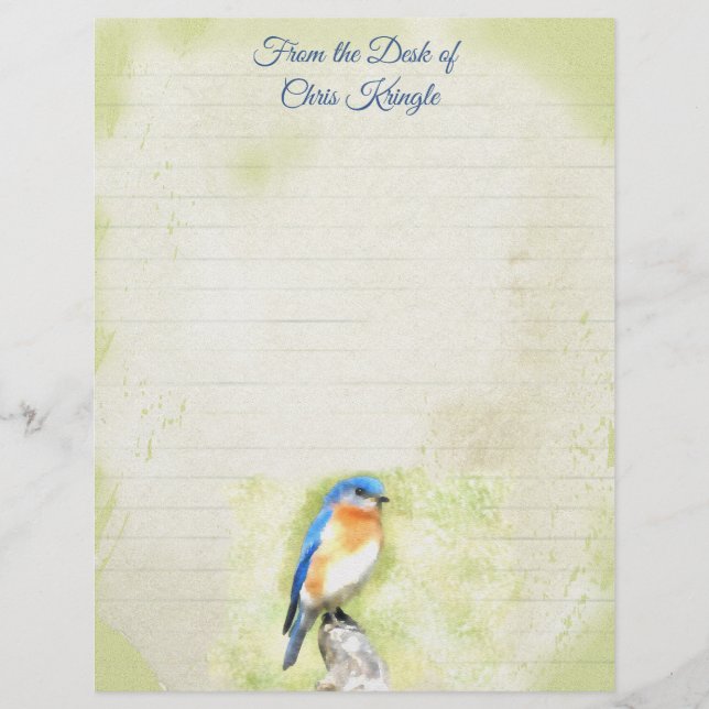 En-tête De Lettre Aquarelle Bleu (Devant)
