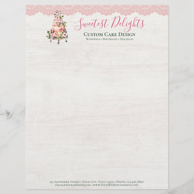 En-tête De Lettre Aquarelle de bois rustique Mariage Floral Boulange (Devant)