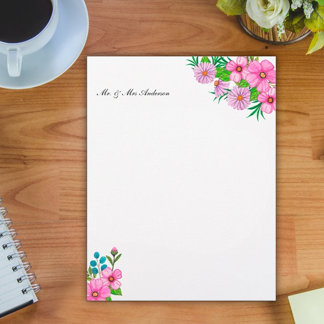 En-tête De Lettre Aquarelle délicate et féminine rose pâle (Créateur téléchargé)
