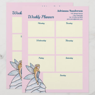 En-tête De Lettre Aquarelle Fairy Princess Fashion Weekly Planner