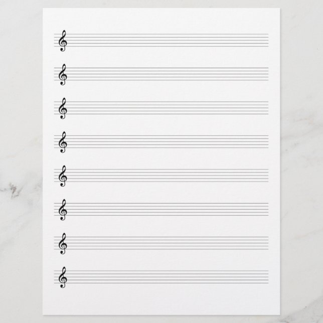 En-tête De Lettre Arbre Clef Musique Manuscript Papier Personnel Bla (Devant)