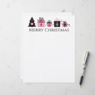 En-tête De Lettre Arbre de Noël et présente en-tête