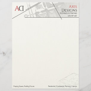 En-tête De Lettre Architecte Minimaliste Plan Bleu Blanc