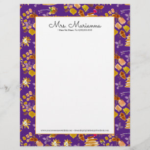En-tête De Lettre Art botanique floral motif aquarelle abeille main