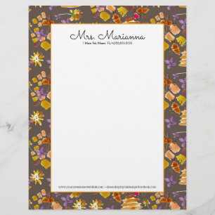 En-tête De Lettre Art botanique floral motif aquarelle abeille main