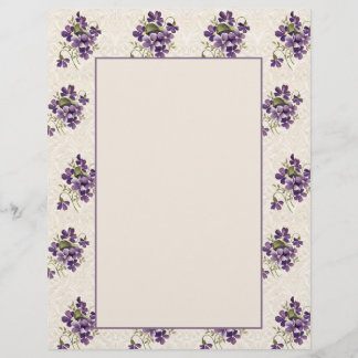 En-tête De Lettre Art Nouveau Violet Floral Pattern
