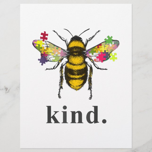 En-tête De Lettre Autiste| Autisme Be Kind Beekeeper Puzzle Pièce (Devant)