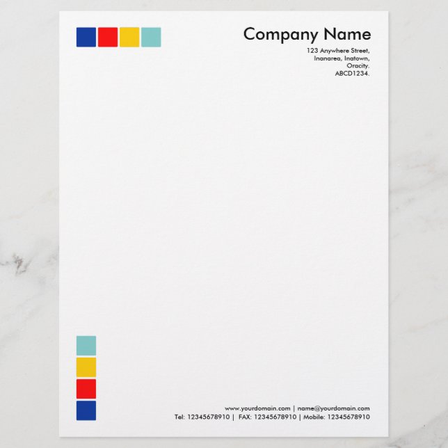En-tête De Lettre Avec Motif 4 Carrés couleur (Devant)