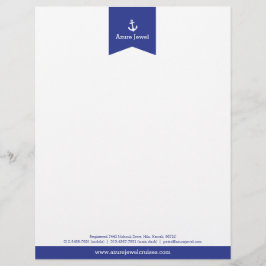 En-tête De Lettre Avec Motif Ancre ruban bleu voile en-tête