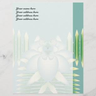 En-tête De Lettre Avec Motif Art Déco Fleur Fractale Lotus Menthe