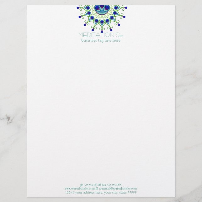 En-tête De Lettre Avec Motif Art Déco Nouveau Peacock Feather Moderne (Devant)