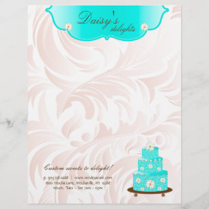 En-tête De Lettre Avec Motif Bleu de marguerite de chef de pâtisserie de